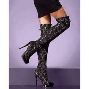 Colin Stuart Lace Thigh High Boots
